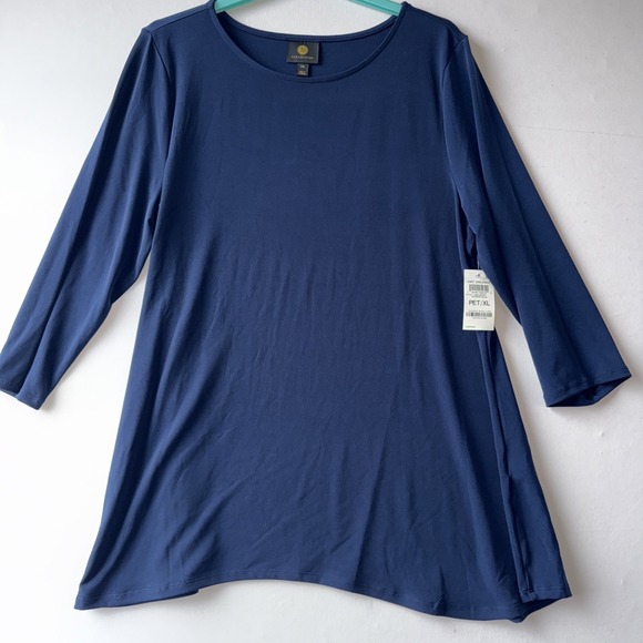 JM Collection Tops - JM Collection Women's 3/4 Sleeve Knit Top Petite XL Blue Scoop Neck NWT XLP